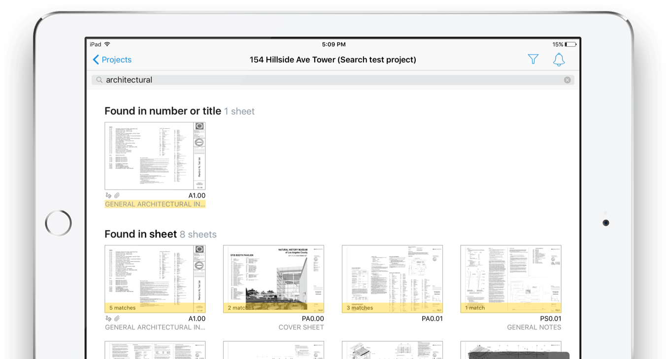 Plangrid Full Sheet search