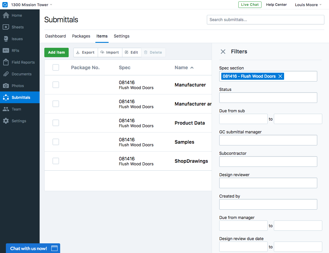 Submittals_Filter_PlanGrid